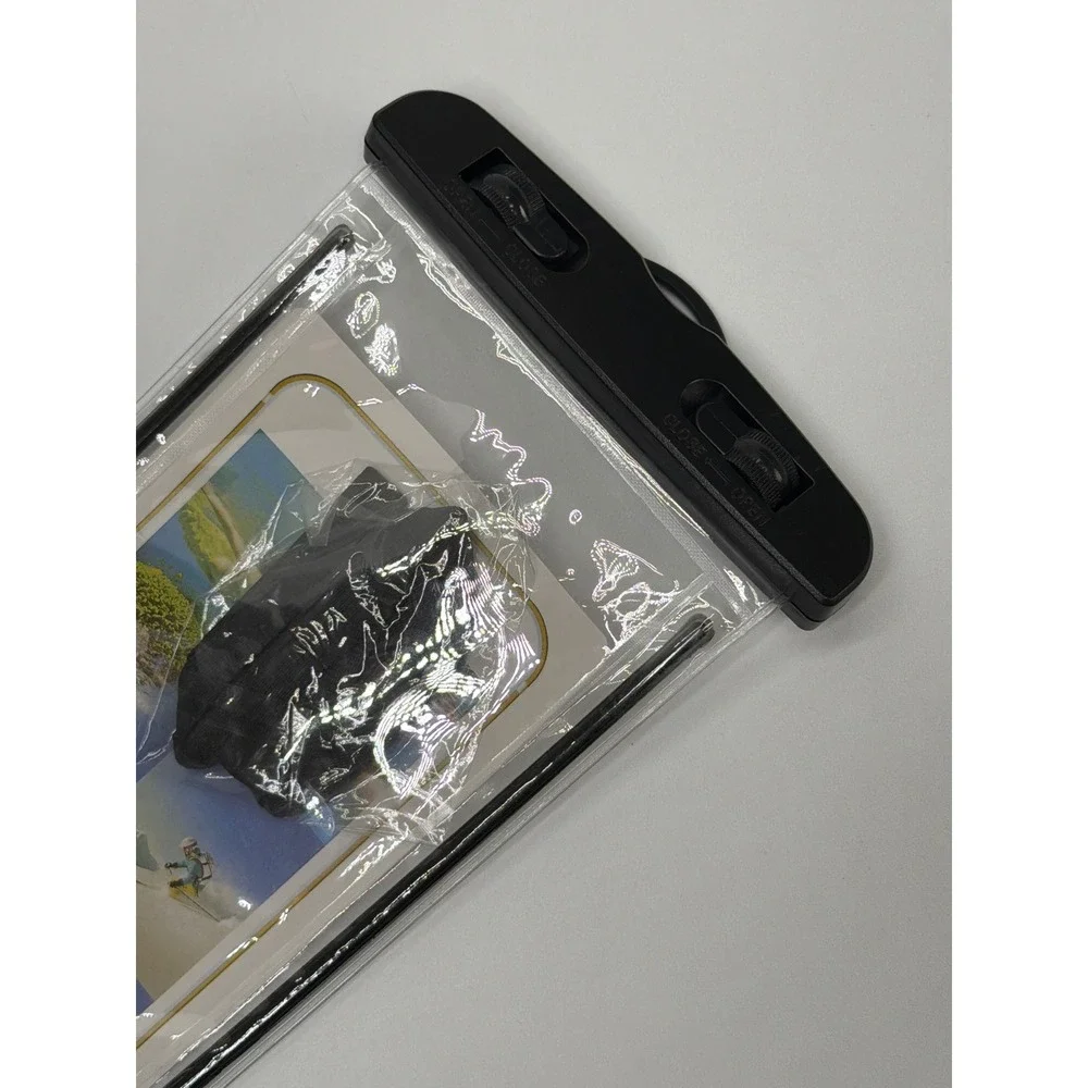 Universal Waterproof Phone Pouch Dry Bag Clear Case with Lanyard‎ Black Trim